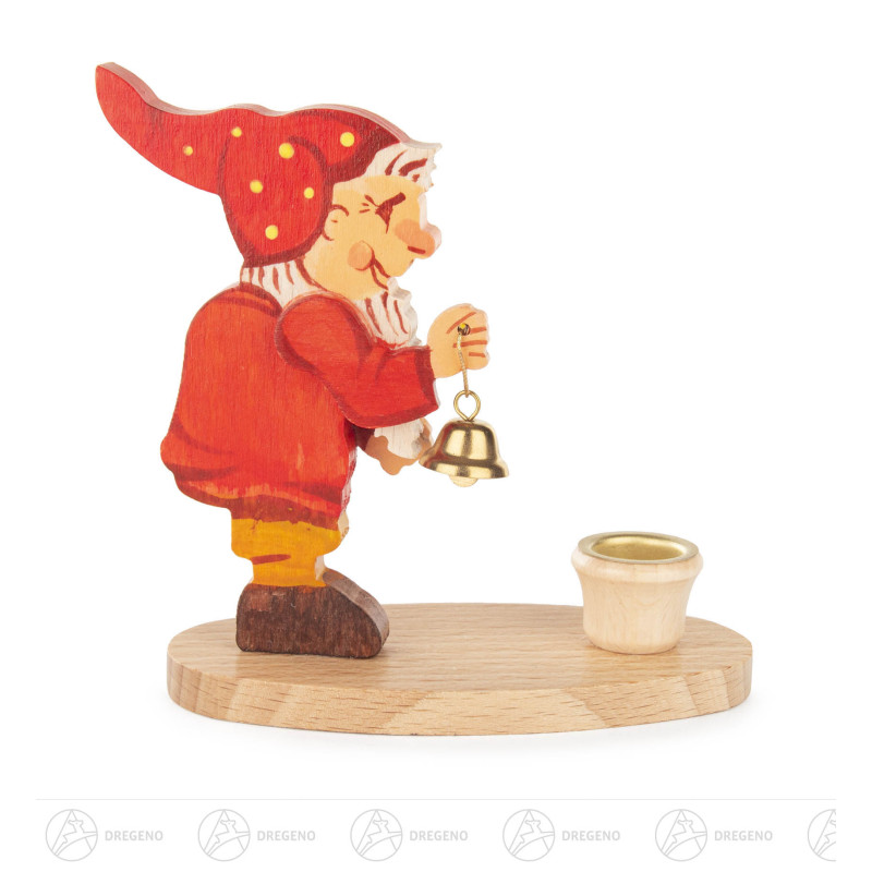 Kerzenhalter-Zwerg mit Glöckchen für Kerzen 14mm 10cm