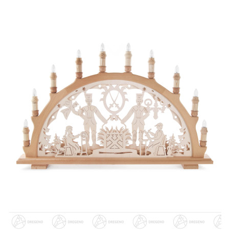 Schwibbogen mit Bergmann, mit LED Beleuchtung 40x66cm