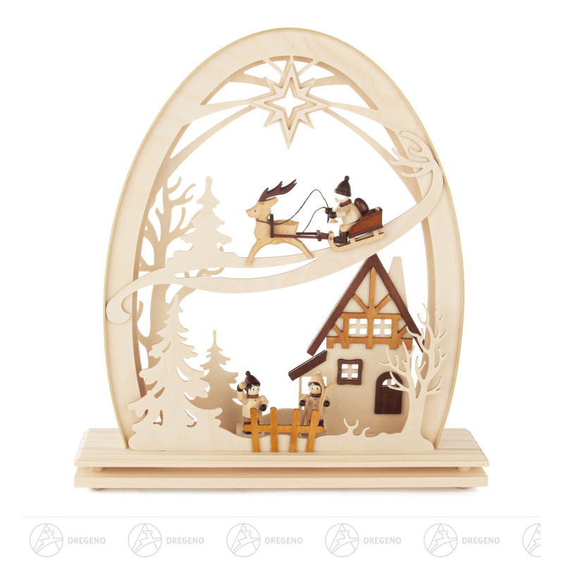 Erzgebirgsbogen Nikolaus elektrisch beleuchtet LED 34x30cm