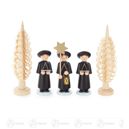 Kurrendefiguren schwarz (5) mit Spanbäumchen 12cm