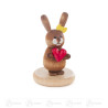 Hase mit Herz auf Sockel farbig, lasiert 5cm