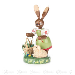 Häsin mit Schaf und Korb 10cm