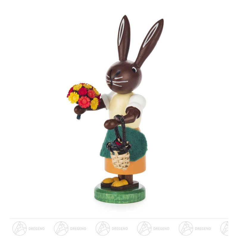 Häsin Gärtnerin mit Blumenstrauß 7cm