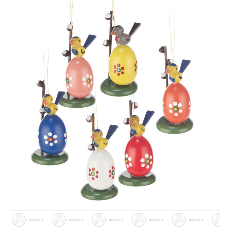 Behang Eier mit Maikätzchen (6) 6cm