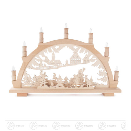 Schwibbogen mit Winterkindern elektrisch beleuchtet 38x57cm