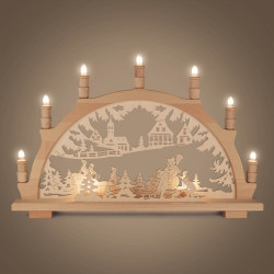 Schwibbogen mit Winterkindern elektrisch beleuchtet 38x57cm