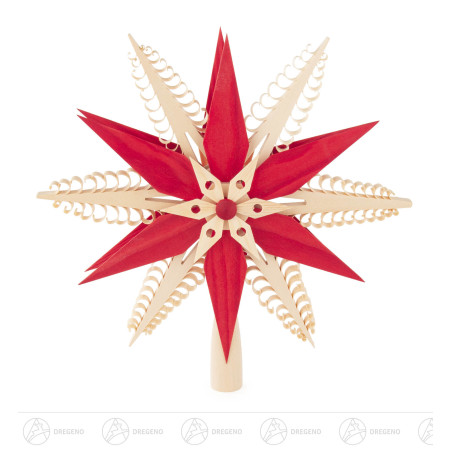 Christbaumspitze Spanstern, rot-natur Durchmesser 24cm