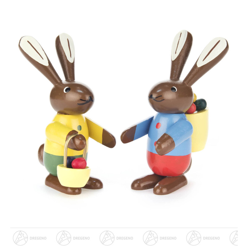Hasenpaar mit Körben farbig 9cm