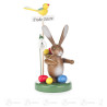 Hase Frohe Ostern mit Korb und Blume 13cm