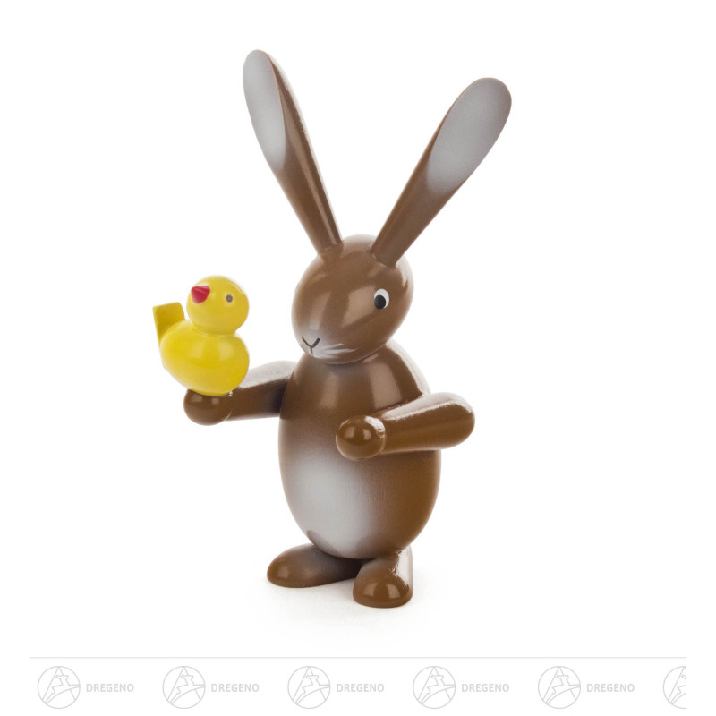 Hase braun mit Vogel 9cm