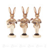 Hasentrio mit Balalaika, Banjo und Schellenring, natur 8cm