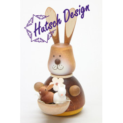 Wackelhase mit Babys natur  9,8 cm