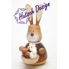 Wackelhase mit Babys natur  9,8 cm