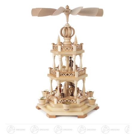 Pyramide mit Waldleuten, 2-stöckig, für Kerzen d14mm