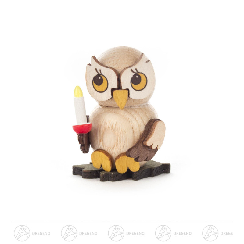 Eulenkind mit Kerze zum Stellen