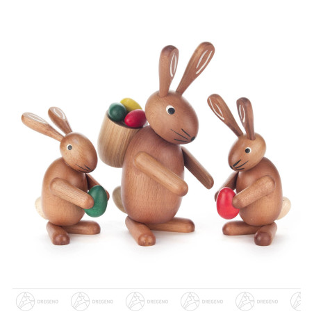 Hasentrio groß mit Eiern 17cm