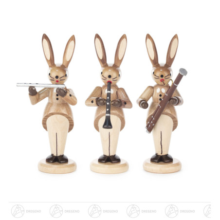Hasentrio mit Querflöte, Klarinette und Fagott, natur 8cm