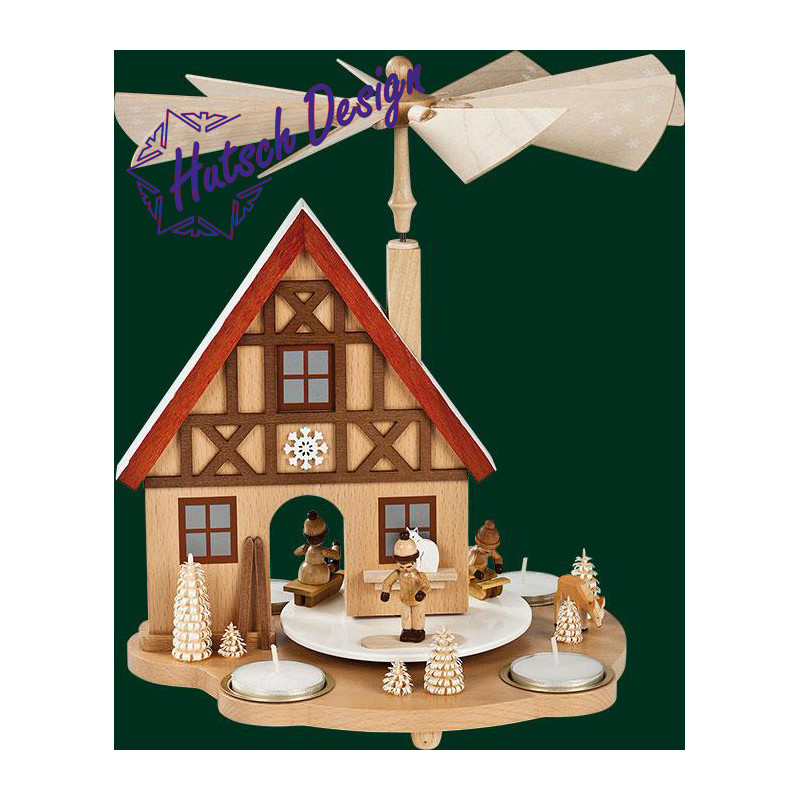 TischPyramide Haus Winterkinder  29 cm