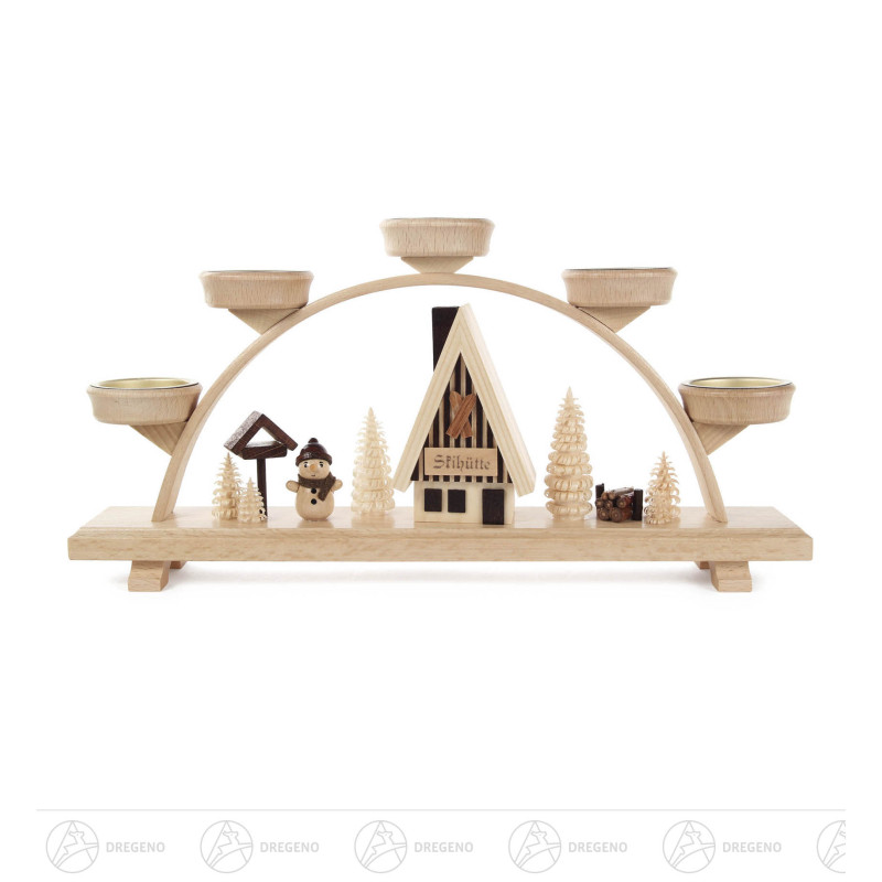 Schwibbogen mit Schneemann, für Teelichte 16x32cm