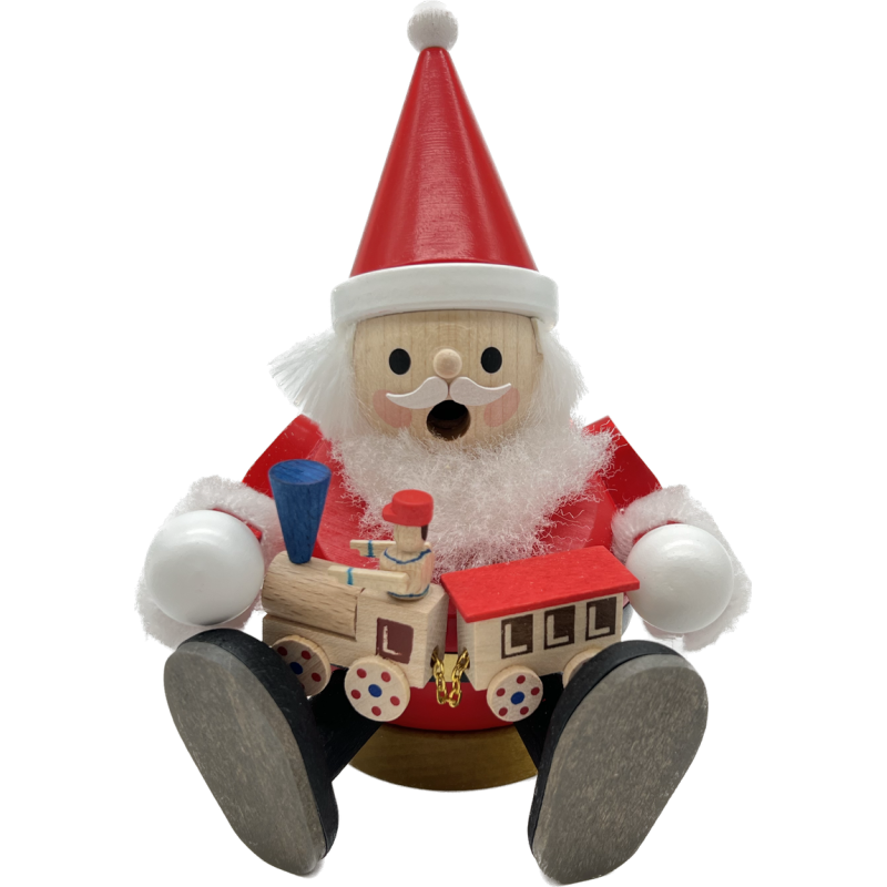 Rauchmann Santa mit Eisenbahn sitzend 15cm