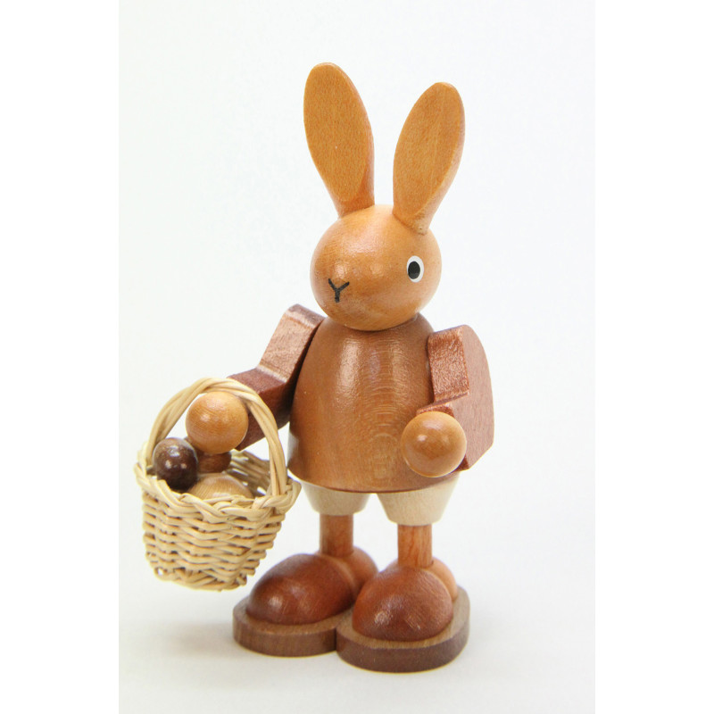 Hase mit Eierkorb natur  9,0 cm