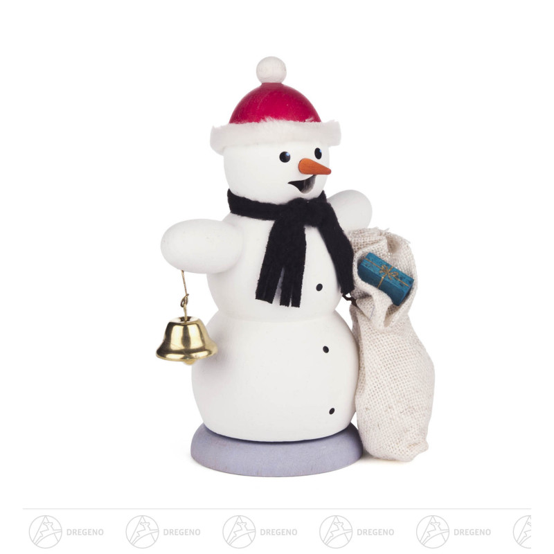 Räuchermann Schneemann mit Geschenksack