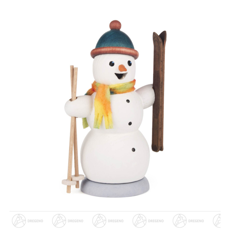 Räuchermann Schneemann mit Ski