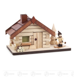 Räucherhaus mit Skifahrer