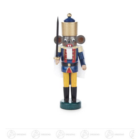 Nussknacker Mäusekönig blau-gelb, 14cm