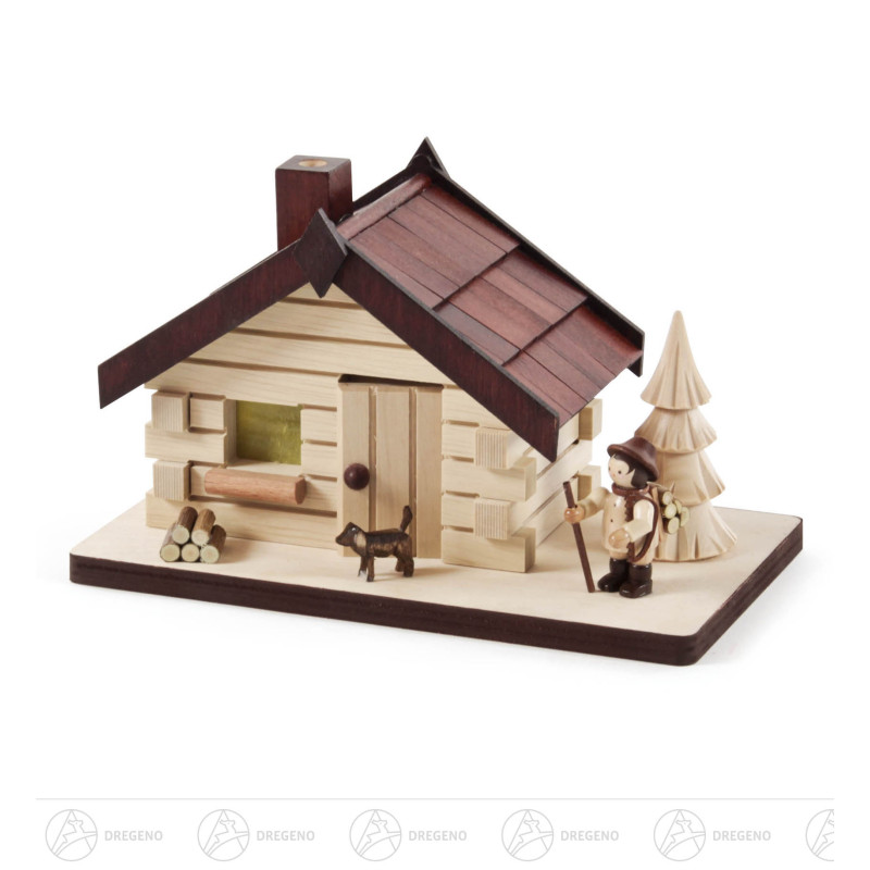 Räucherhaus mit Waldarbeiter