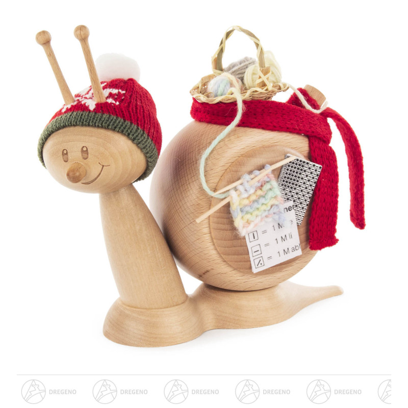 Räucherfigur Schnecke mit Strickzeug