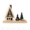 Räucherhaus Waldhaus mit Hase, Bäumen und Kerzenhalter für Kerze d14mm
