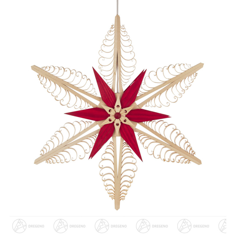 Fensterbild Spanstern natur-rot mit elektrischer Beleuchtung 40cm