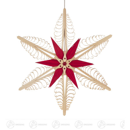 Fensterbild Spanstern natur-rot mit elektrischer Beleuchtung 40cm