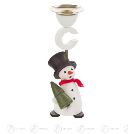 Behang Kerzenhalter Schneemann mit Baum für Kerzen 14mm 13cm