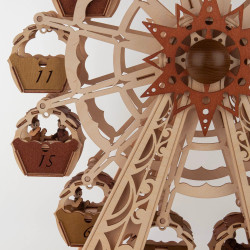 Adventskalender Riesenrad mit LED 12 doppelte Gondeln, manuell drehbar 50x 46cm