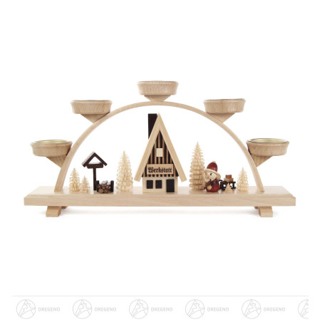 Schwibbogen mit Weihnachtsmann, für Teelichte 16x32cm