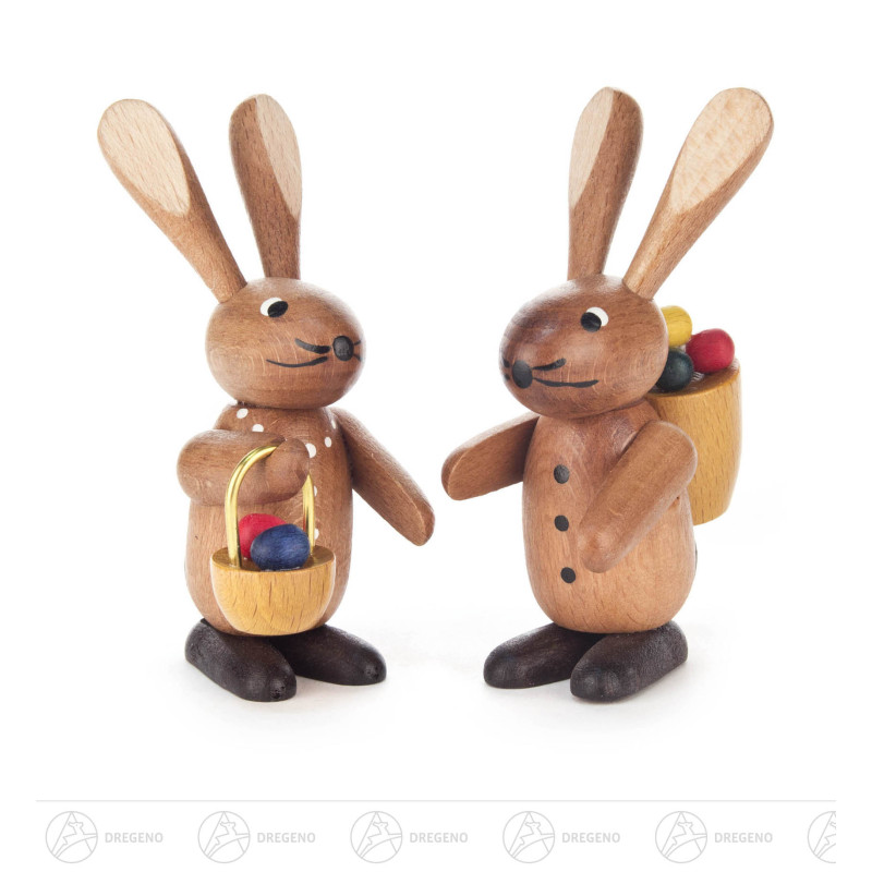 Hasenpaar mit Körben natur 9cm
