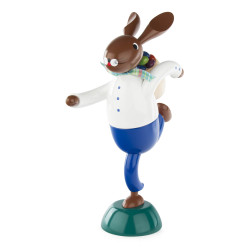 Hase Eierdieb blau groß mit Kiepe 34cm