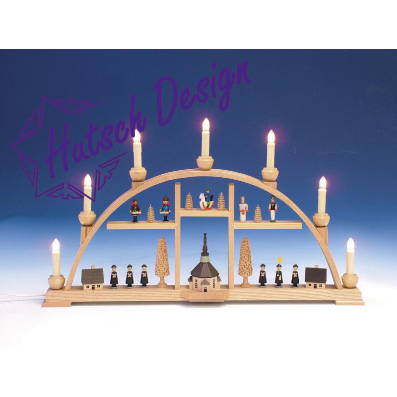 Schwibbogen Seiffener Motiv elektr. beleuchtet  B 63 cm