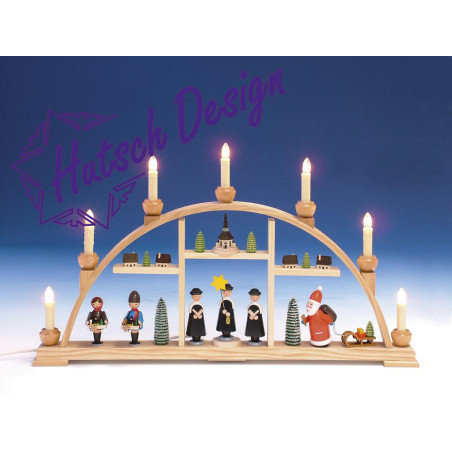 Schwibbogen mit Etagen und Figuren  ca. 38 cm , bunt, elektr. beleuchtet