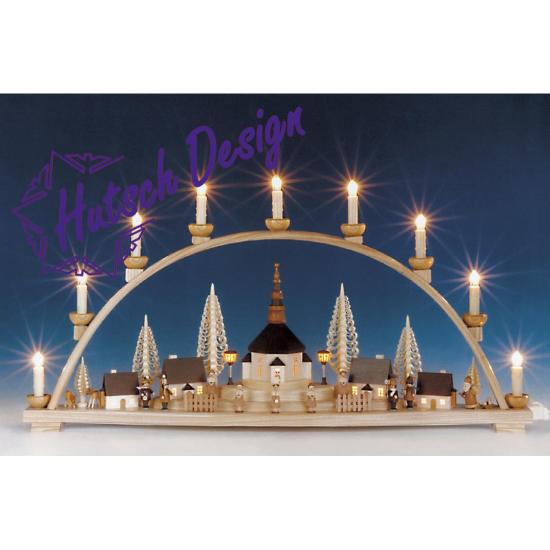 Schwibbogen gross mit beleuchteten Laternen elektr. beleuchtet  B 78 cm