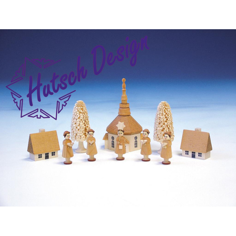 mit Seiffener Kirche  natur H 11 cm