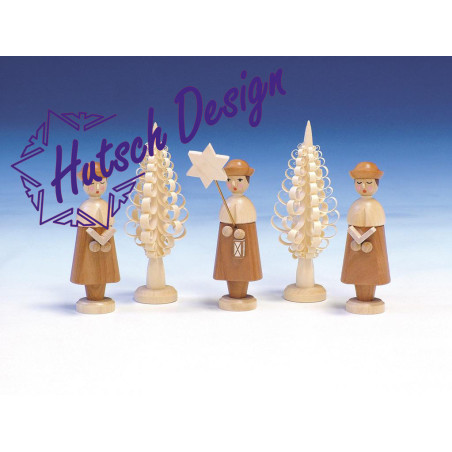 3 Kurrendesänger natur  Höhe 10 cm  mit 2 Spanbäumen ca. 10 cm