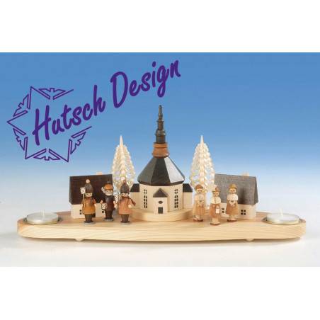 Sockel mit Teelicht  Seiffener Kirche ca.12cm