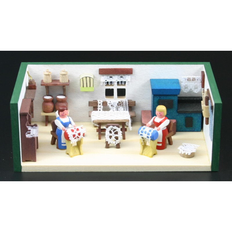 Miniaturstübchen Klöppelstube 11cm x 6cm x 4cm