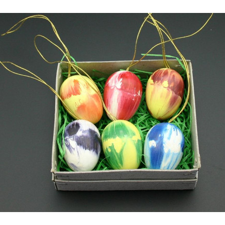 6 Stk. Ostereier marmoriert 3cm x 2cm x 2cm