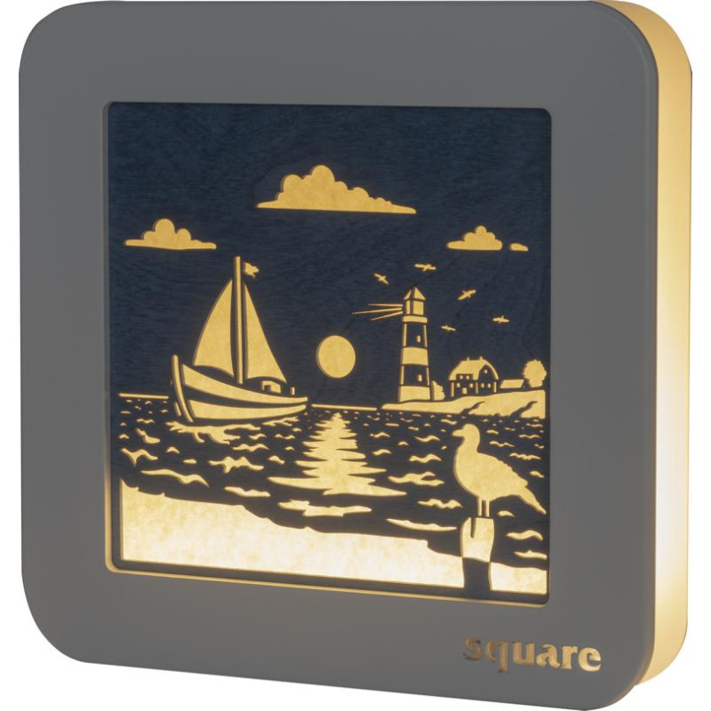 Square Standbild LED Maritim, weiß/blau  29 x 29 x 5,5 cm