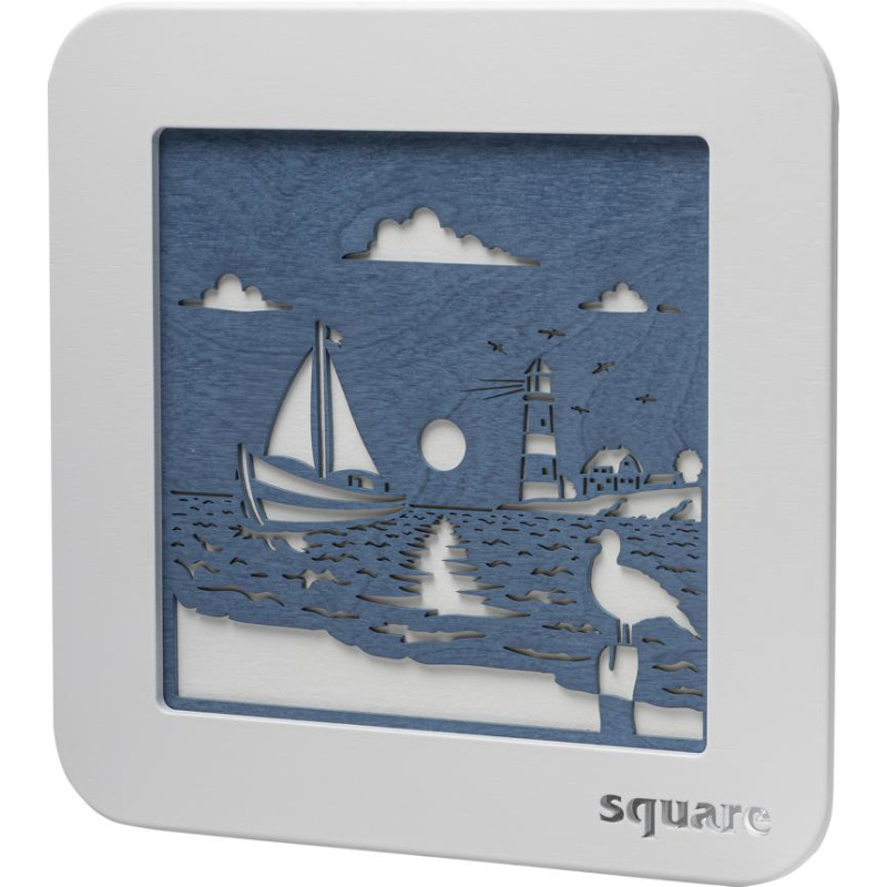 Square Wandbild LED Maritim, weiß/blau  29 x 29 x 5,5 cm