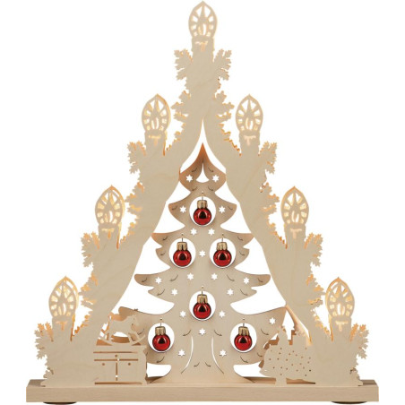 Lichterspitze 7 flg. Baum mit roten Kugeln 38,0 x 43,0 x 4,5 cm